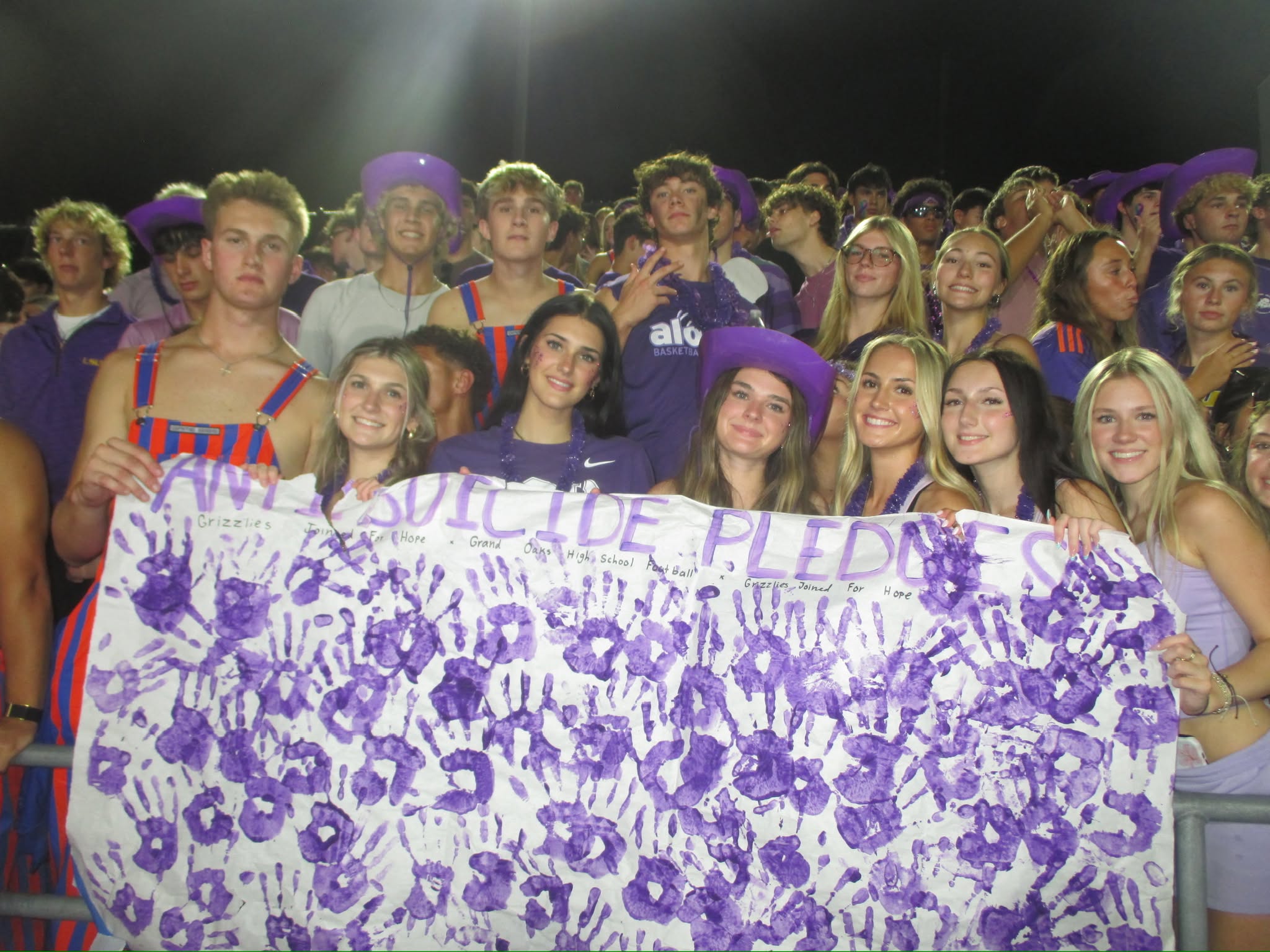 Grand Oaks students at their Purple Out game